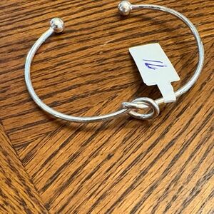 Elegant Silver Knot Bangle Bracelet